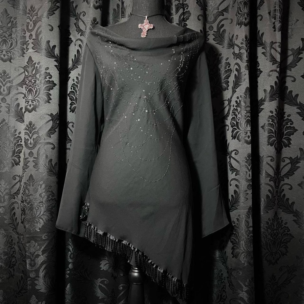 American Vintage Black Beaded Asymmetric Tunic
